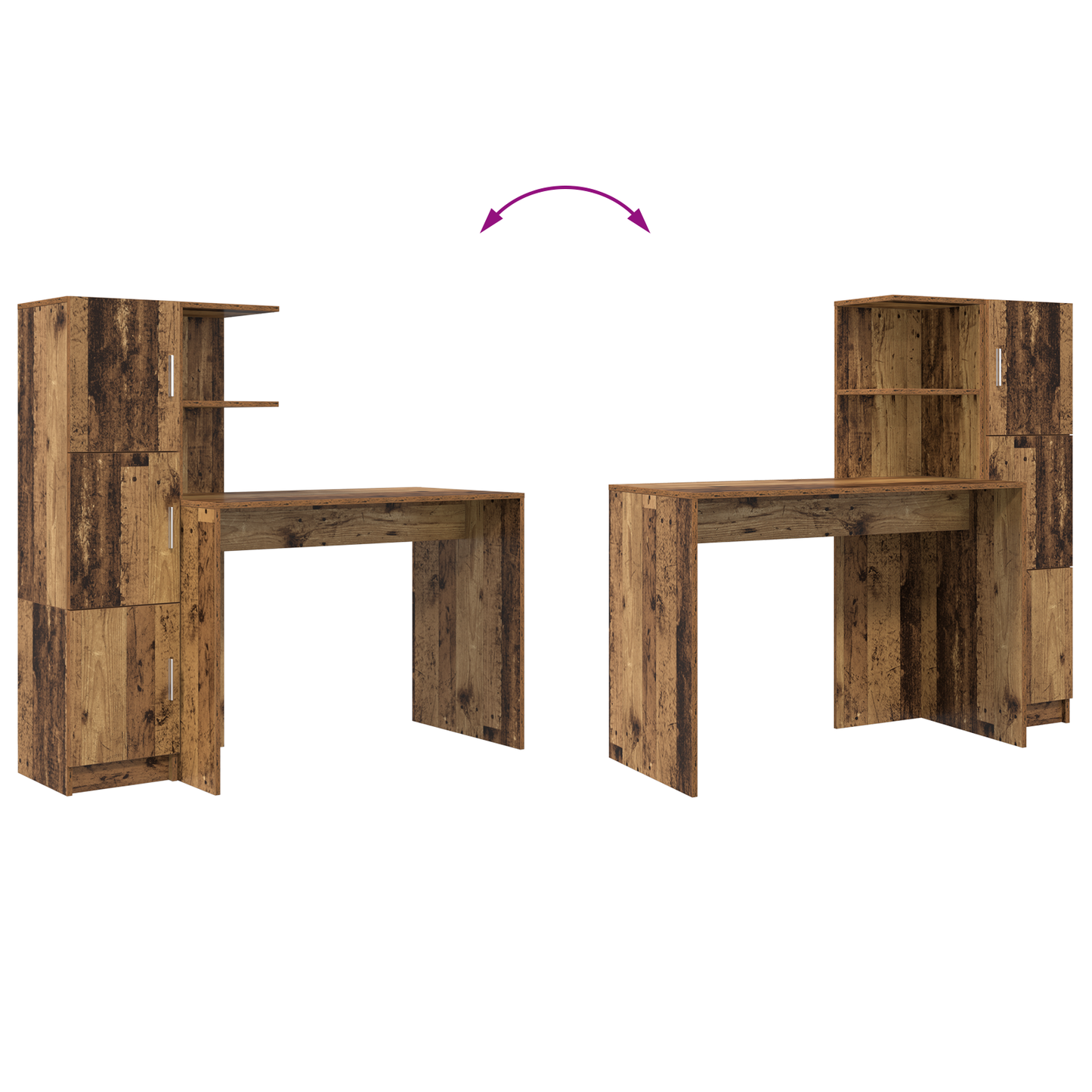 vidaXL Schreibtisch 2 pcs Altholz