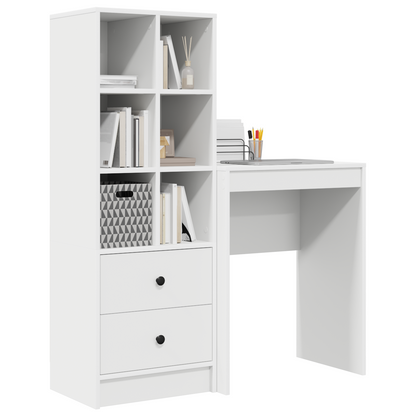 vidaXL Schreibtisch mit Schubladen 2 pcs Weiß