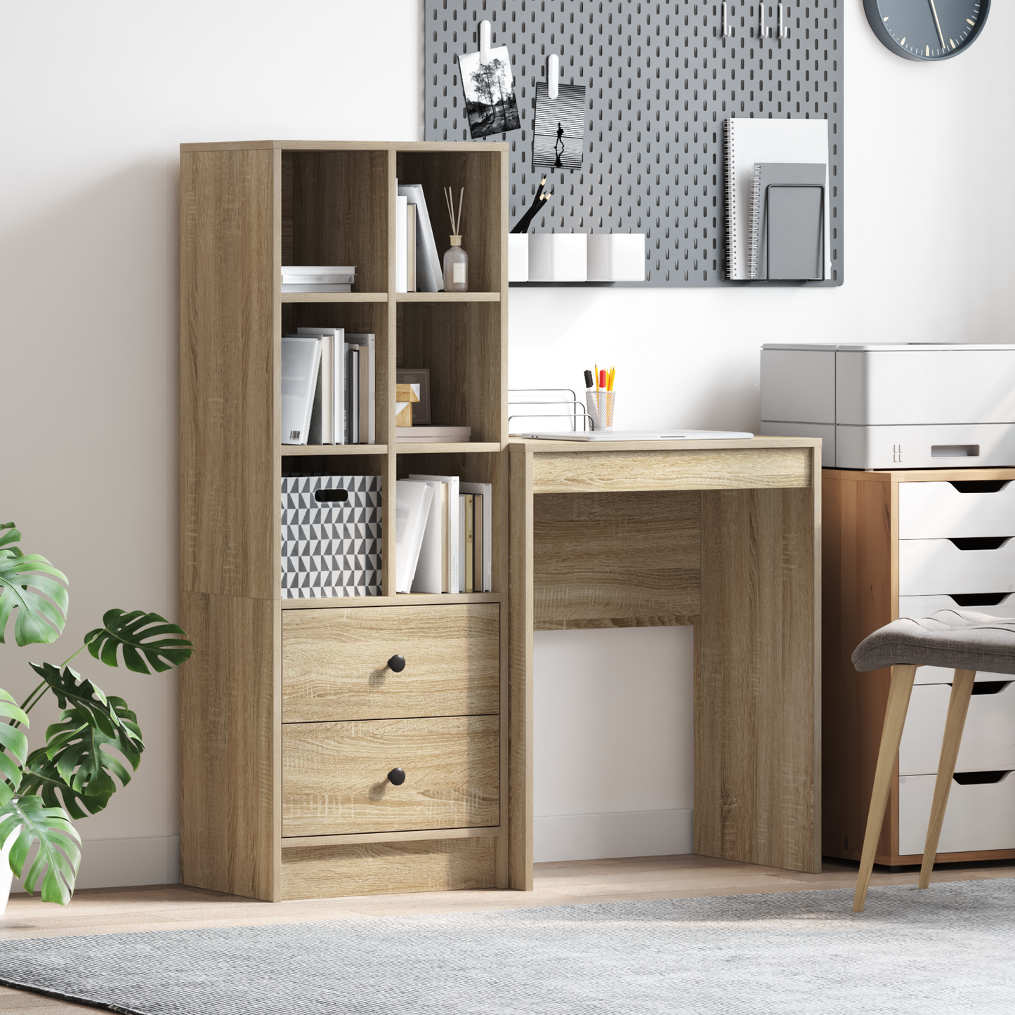 vidaXL Schreibtisch mit Schubladen 2 pcs Sonoma-Eiche