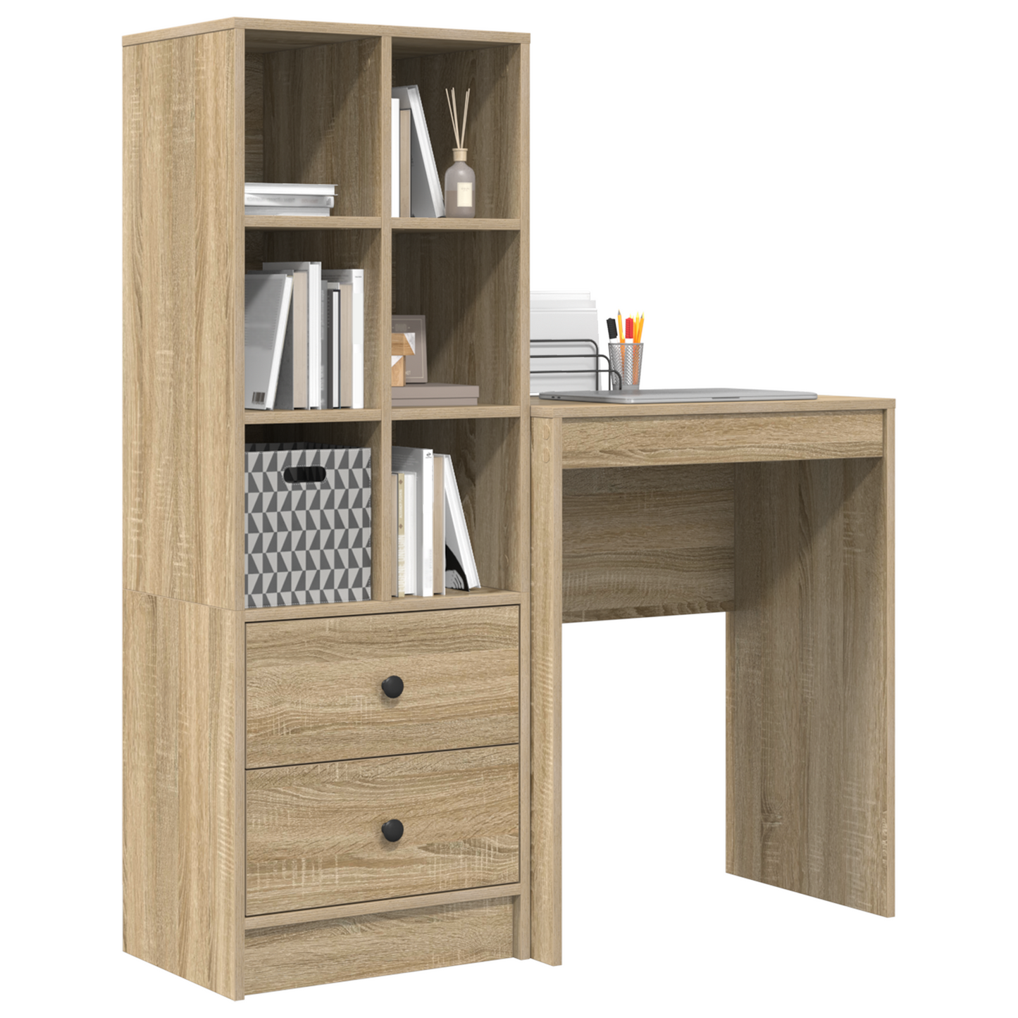 vidaXL Schreibtisch mit Schubladen 2 pcs Sonoma-Eiche