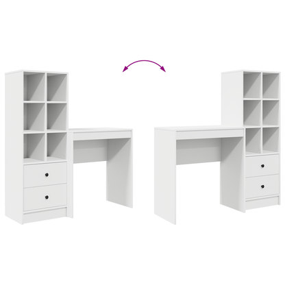 vidaXL Schreibtisch mit Schubladen 2 pcs Weiß