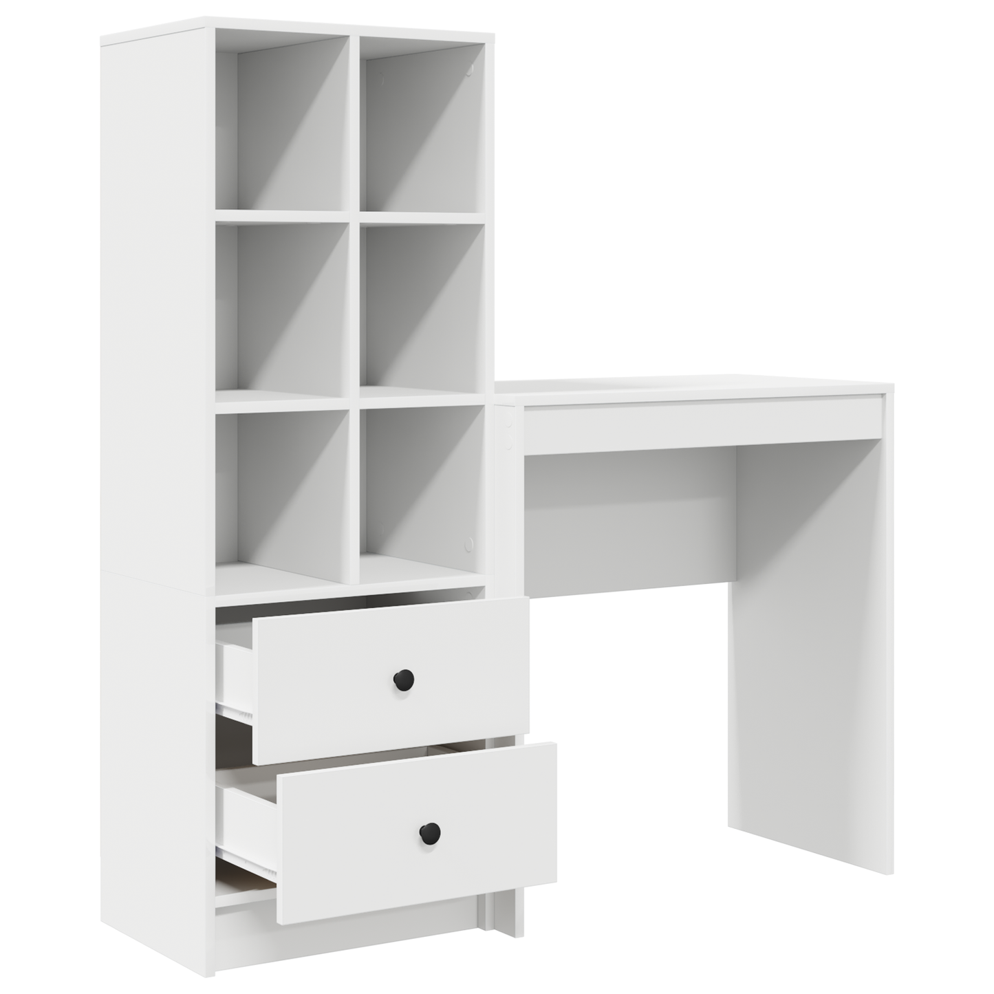 vidaXL Schreibtisch mit Schubladen 2 pcs Weiß
