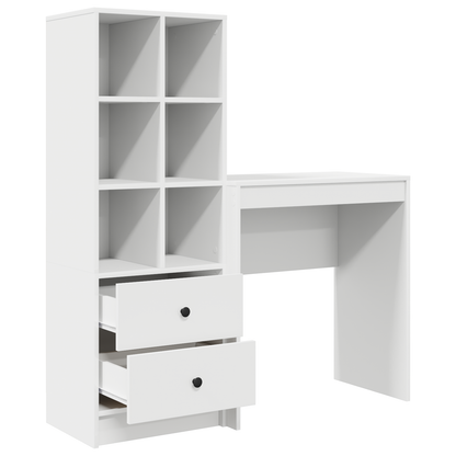 vidaXL Schreibtisch mit Schubladen 2 pcs Weiß