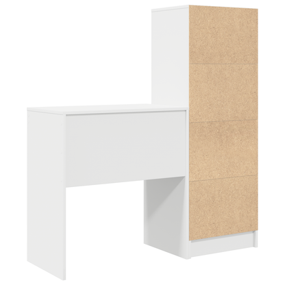 vidaXL Schreibtisch mit Schubladen 2 pcs Weiß