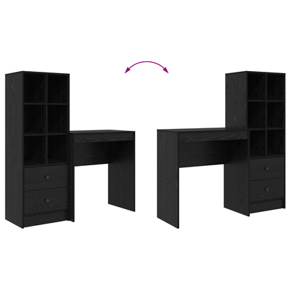 vidaXL Schreibtisch mit Schubladen 2 pcs Schwarz Eichen-Optik