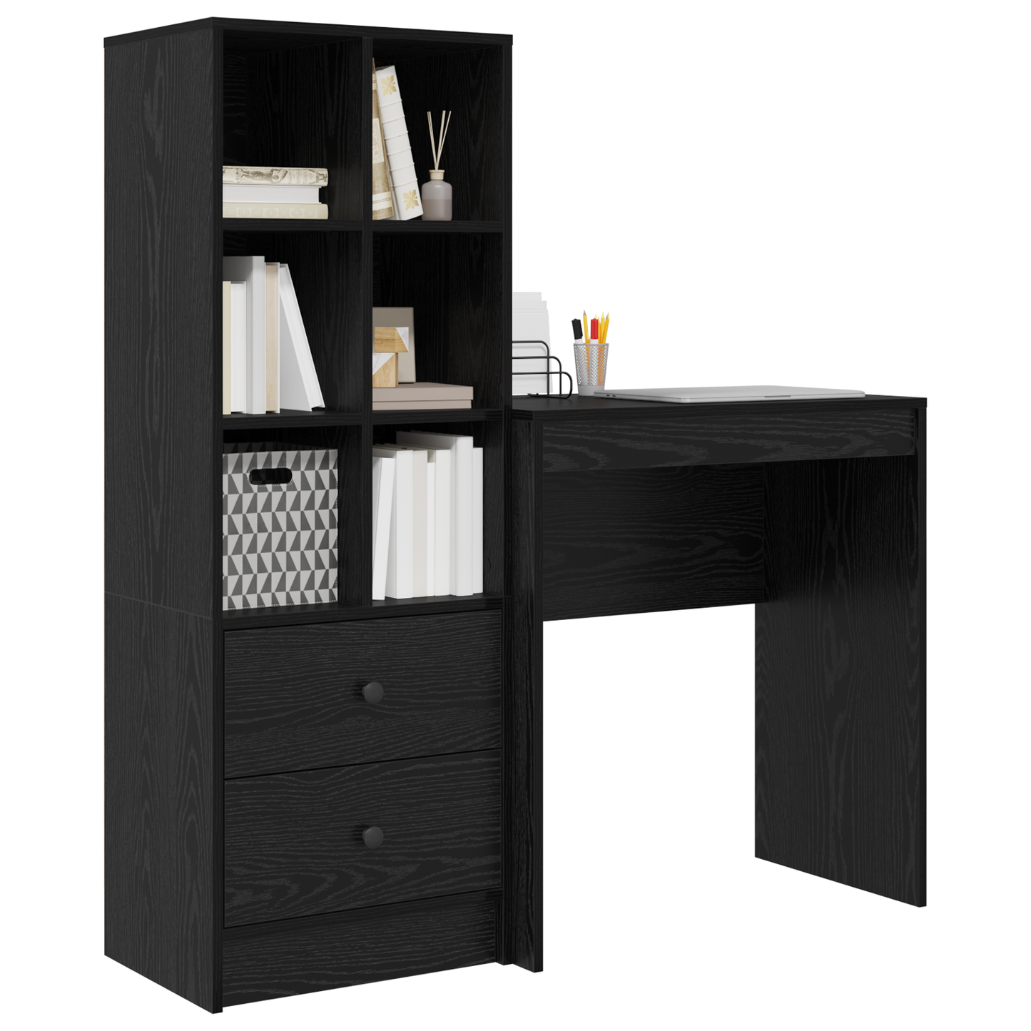 vidaXL Schreibtisch mit Schubladen 2 pcs Schwarz Eichen-Optik