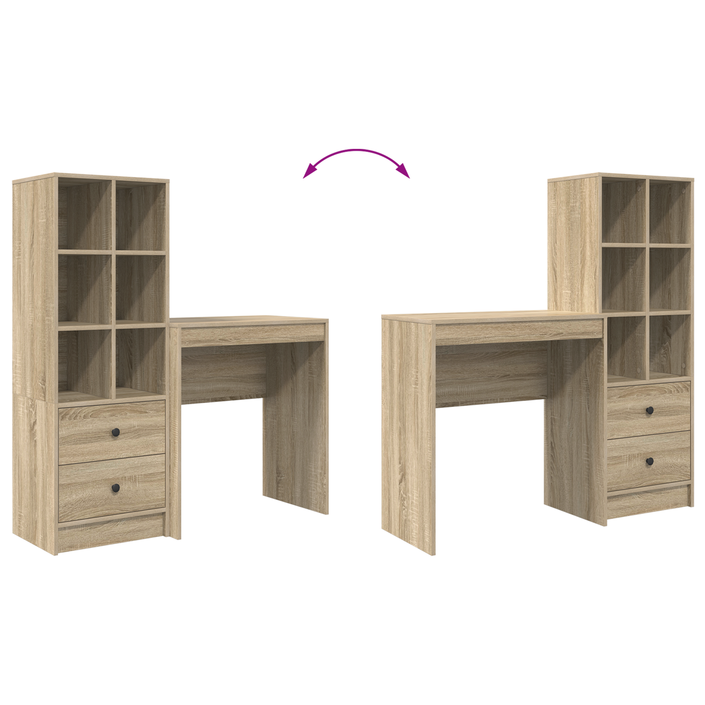 vidaXL Schreibtisch mit Schubladen 2 pcs Sonoma-Eiche