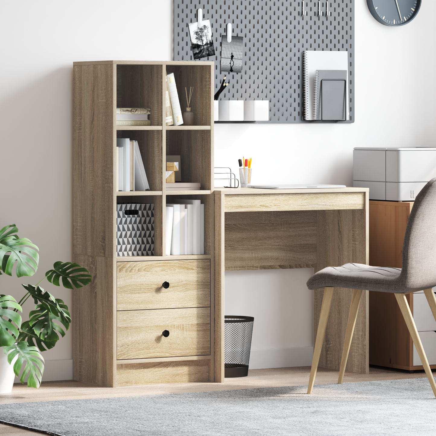 vidaXL Schreibtisch mit Schubladen 2 pcs Sonoma-Eiche