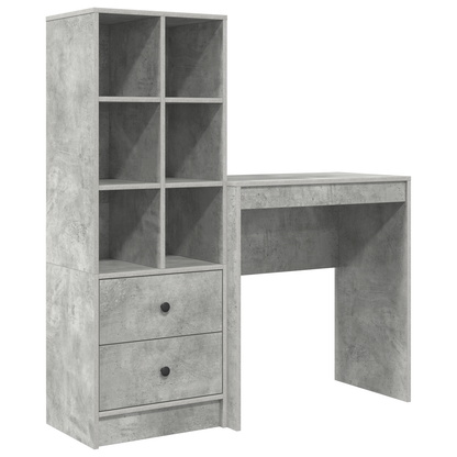 vidaXL Schreibtisch mit Schubladen 2 pcs Beton Grau