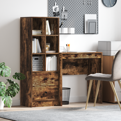 vidaXL Schreibtisch mit Schubladen 2 pcs Geräucherte Eiche