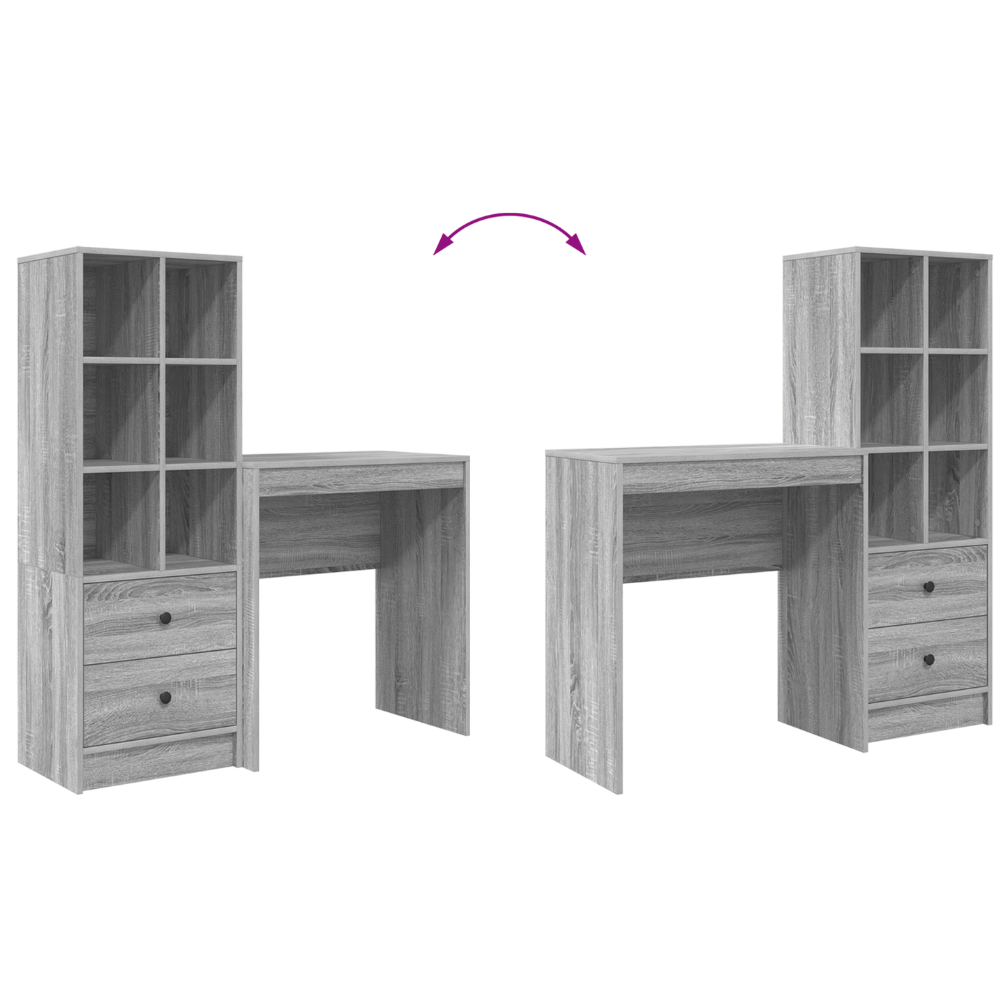 vidaXL Schreibtisch mit Schubladen 2 pcs Graues Sonoma