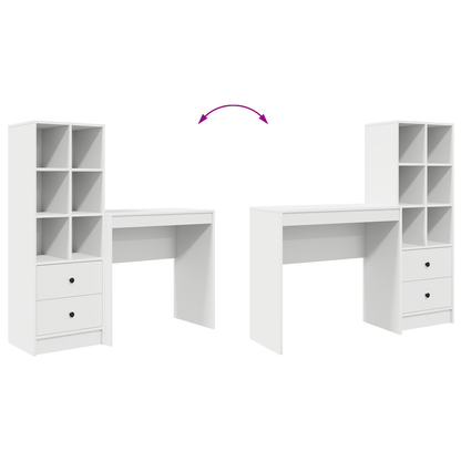 vidaXL Schreibtisch mit Schubladen 2 pcs Weiß
