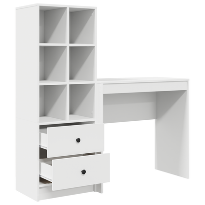 vidaXL Schreibtisch mit Schubladen 2 pcs Weiß