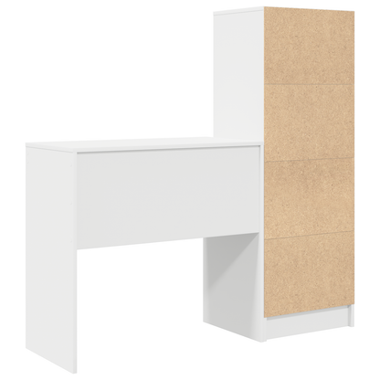 vidaXL Schreibtisch mit Schubladen 2 pcs Weiß