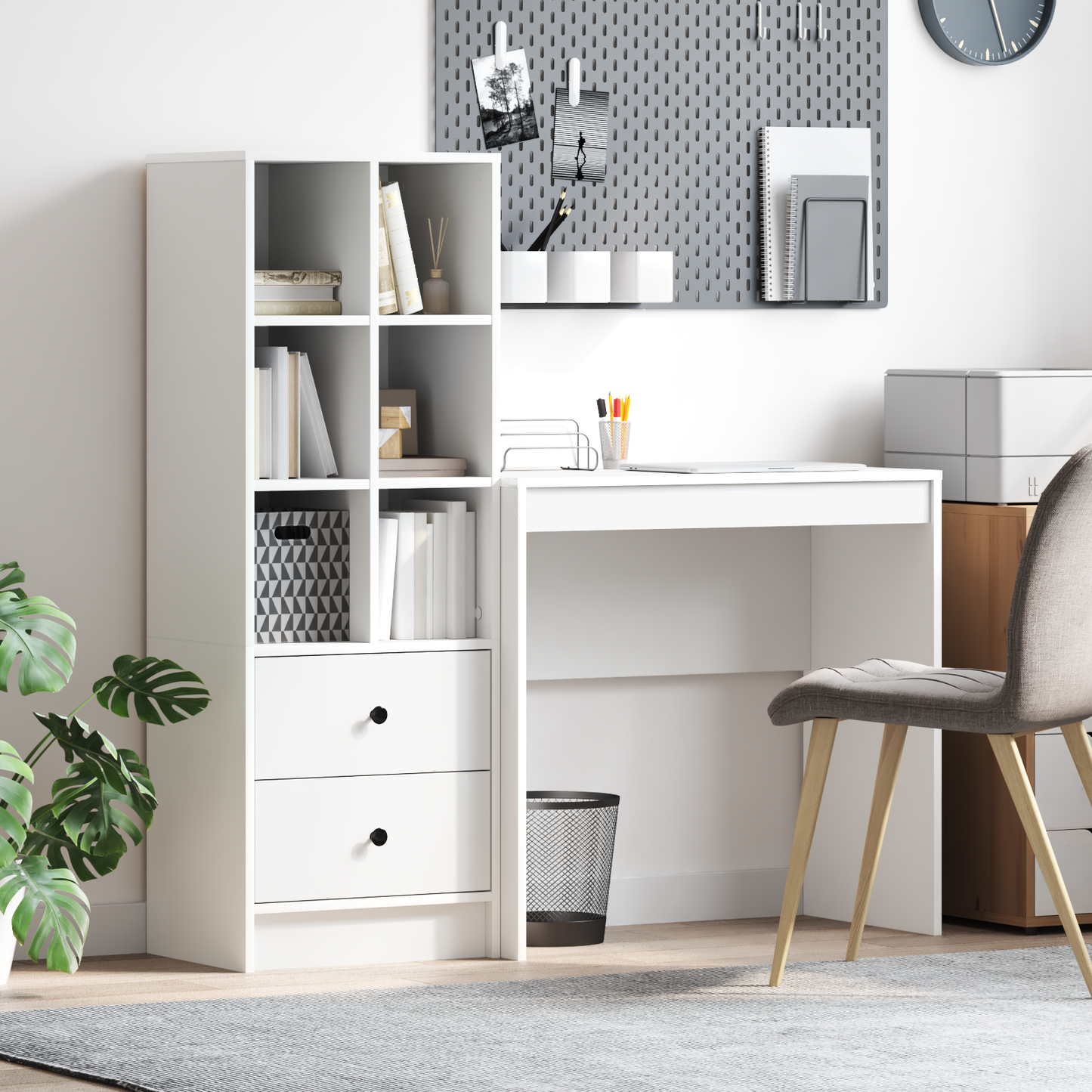 vidaXL Schreibtisch mit Schubladen 2 pcs Weiß