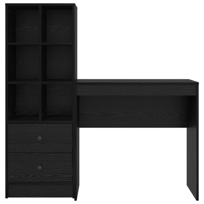 vidaXL Schreibtisch mit Schubladen 2 pcs Schwarz Eichen-Optik