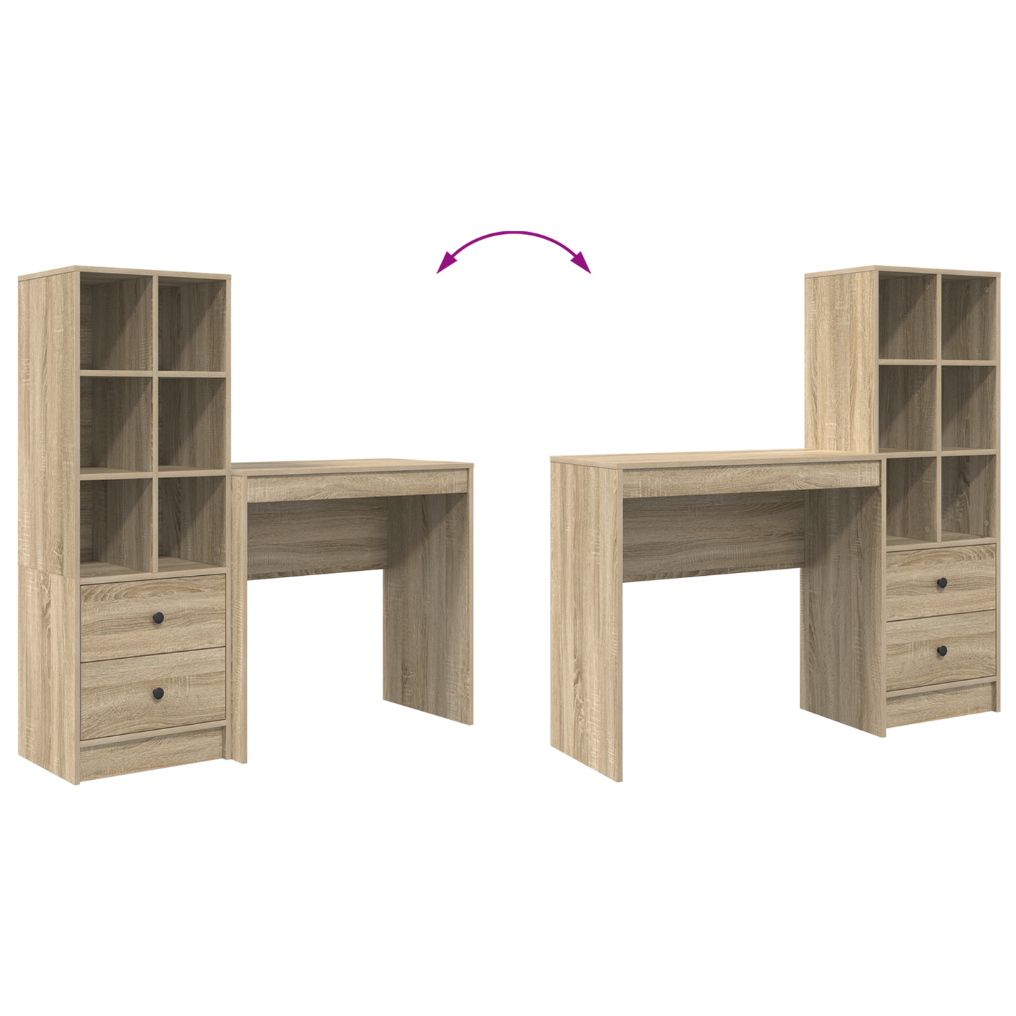 vidaXL Schreibtisch mit Schubladen 2 pcs Sonoma-Eiche