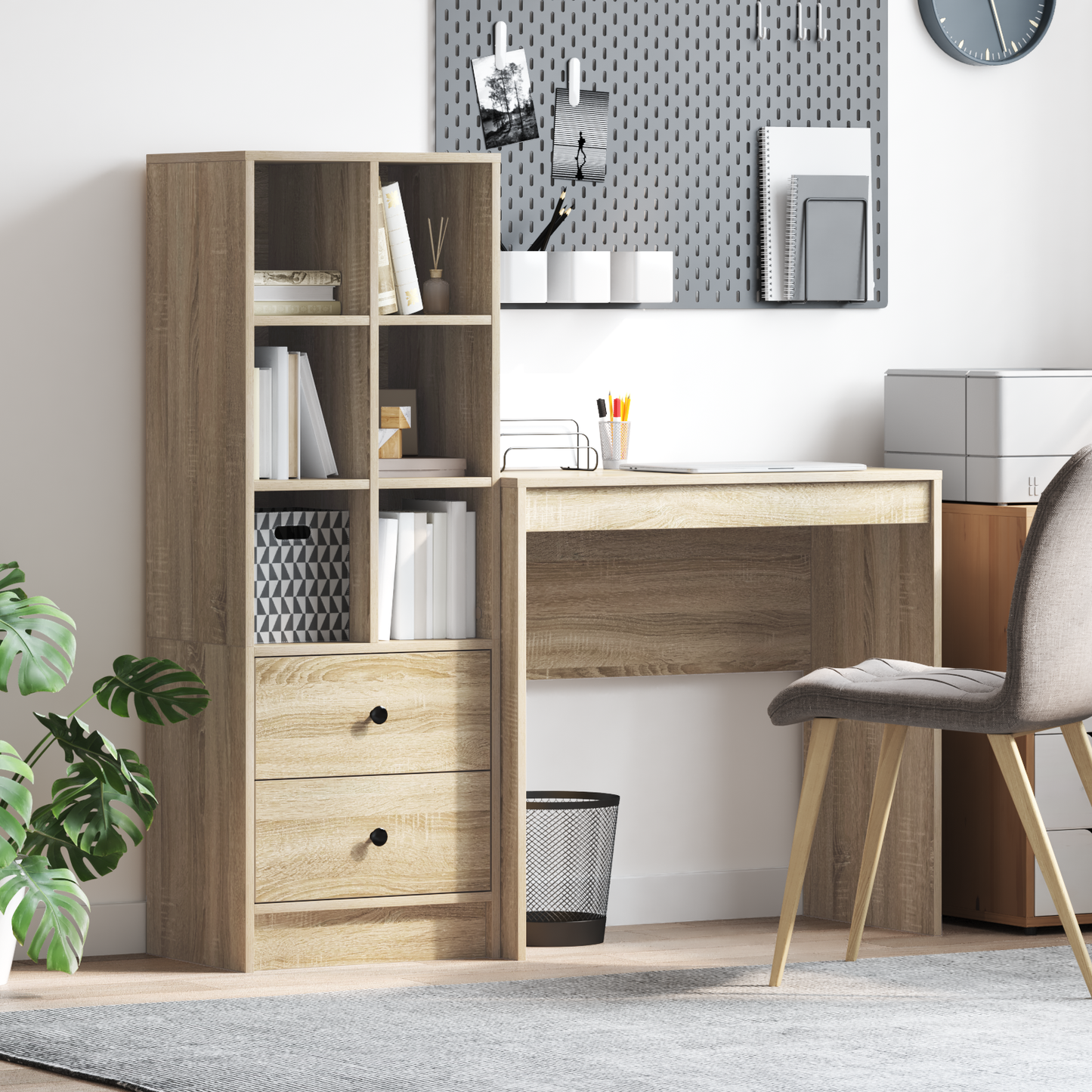 vidaXL Schreibtisch mit Schubladen 2 pcs Sonoma-Eiche