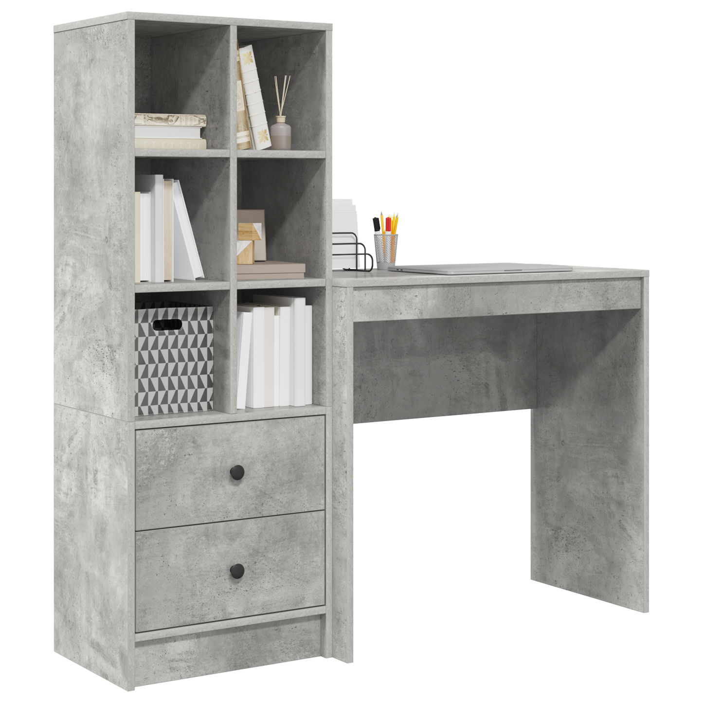 vidaXL Bureaux avec tiroirs 2 pcs Gris béton