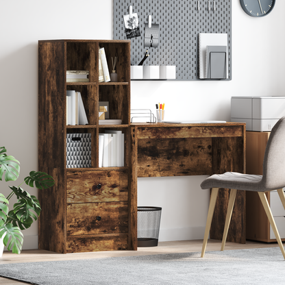 vidaXL Schreibtisch mit Schubladen 2 pcs Geräucherte Eiche