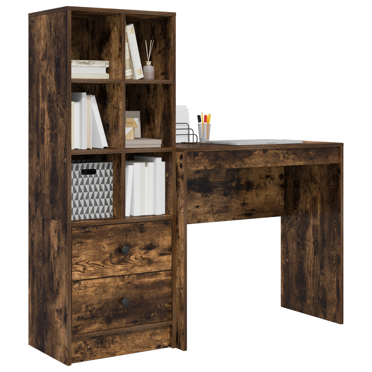vidaXL Schreibtisch mit Schubladen 2 pcs Geräucherte Eiche