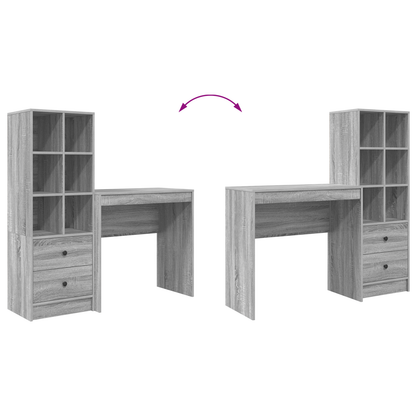 vidaXL Schreibtisch mit Schubladen 2 pcs Graues Sonoma
