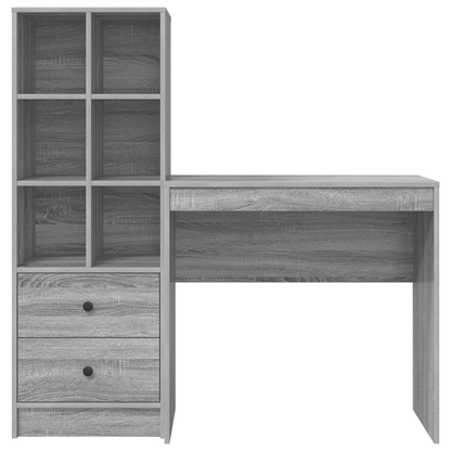 vidaXL Schreibtisch mit Schubladen 2 pcs Graues Sonoma
