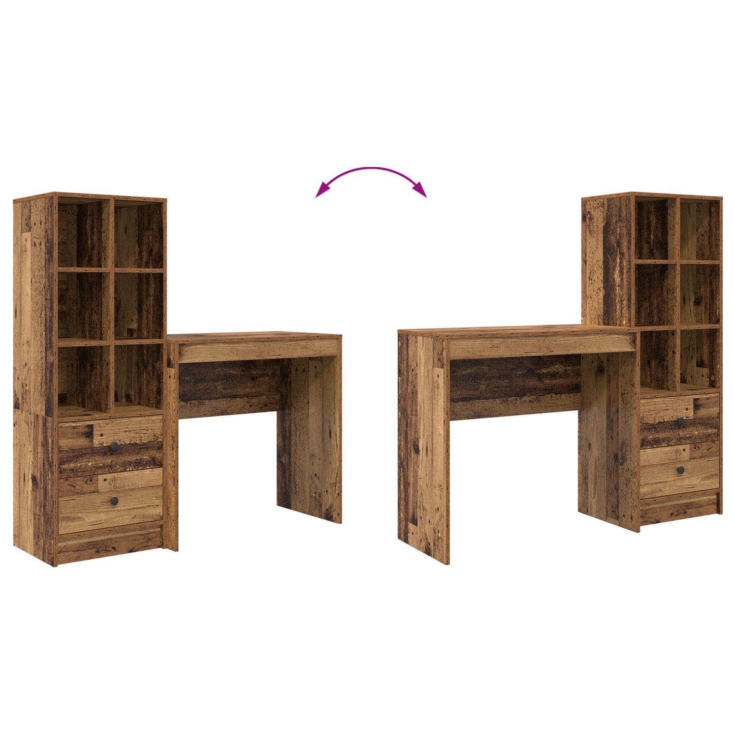 vidaXL Schreibtisch mit Schubladen 2 pcs Altholz
