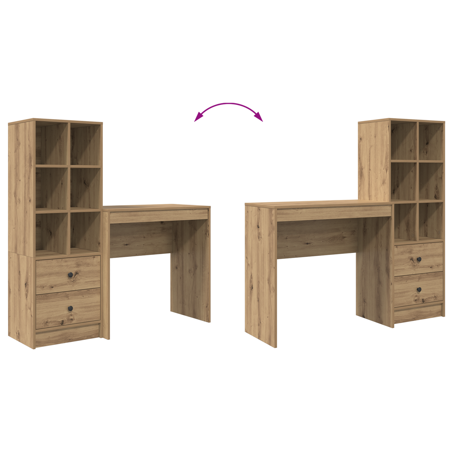 vidaXL Schreibtisch mit Schubladen 2 pcs Artisan-Eiche