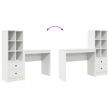 vidaXL Schreibtisch mit Schubladen 2 pcs Weiß
