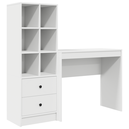 vidaXL Schreibtisch mit Schubladen 2 pcs Weiß