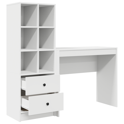 vidaXL Schreibtisch mit Schubladen 2 pcs Weiß