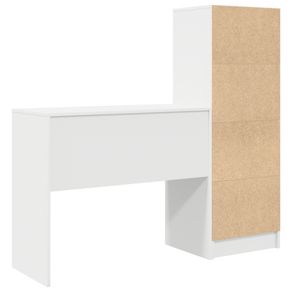 vidaXL Schreibtisch mit Schubladen 2 pcs Weiß