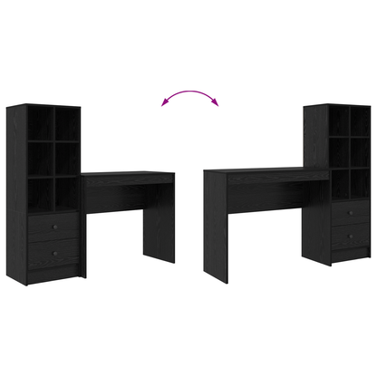 vidaXL Schreibtisch mit Schubladen 2 pcs Schwarz Eichen-Optik