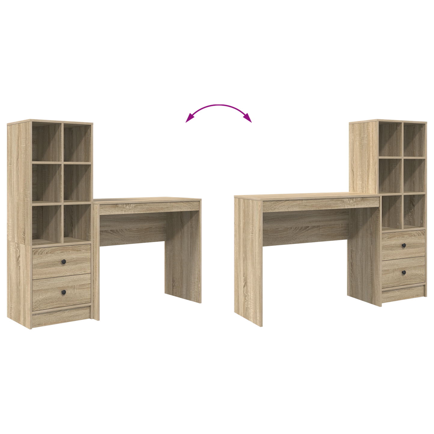 vidaXL Schreibtisch mit Schubladen 2 pcs Sonoma-Eiche