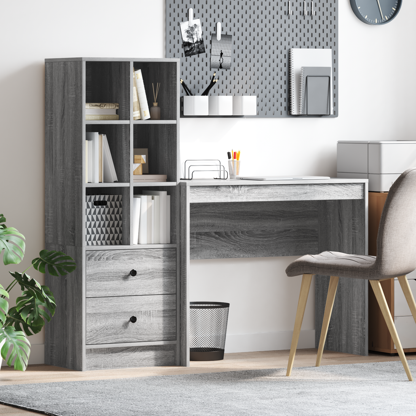vidaXL Schreibtisch mit Schubladen 2 pcs Graues Sonoma