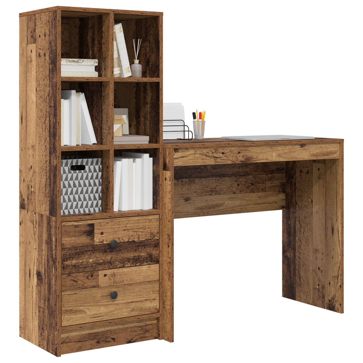 vidaXL Schreibtisch mit Schubladen 2 pcs Altholz