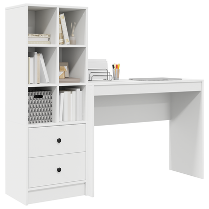 vidaXL Schreibtisch mit Schubladen 2 pcs Weiß