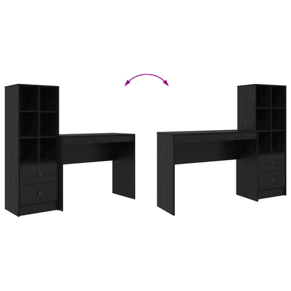 vidaXL Schreibtisch mit Schubladen 2 pcs Schwarz Eichen-Optik