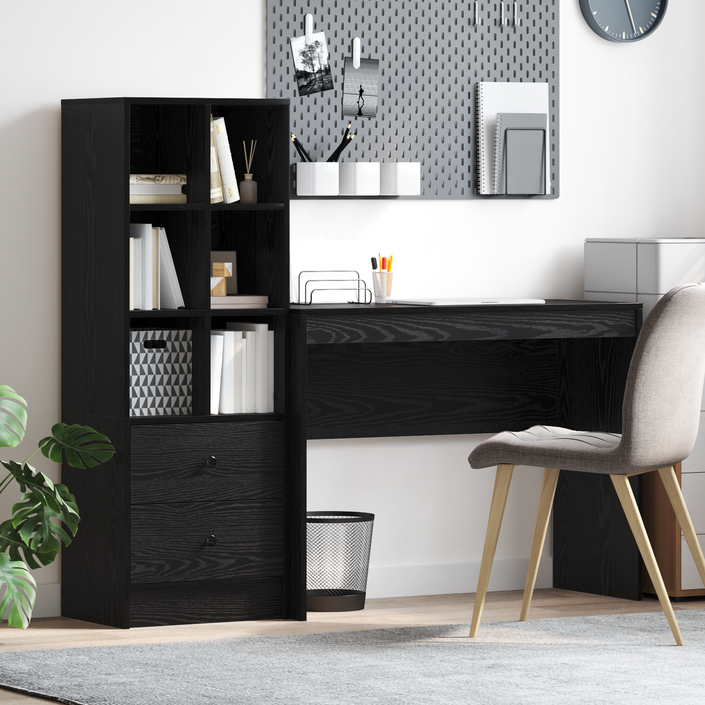 vidaXL Schreibtisch mit Schubladen 2 pcs Schwarz Eichen-Optik