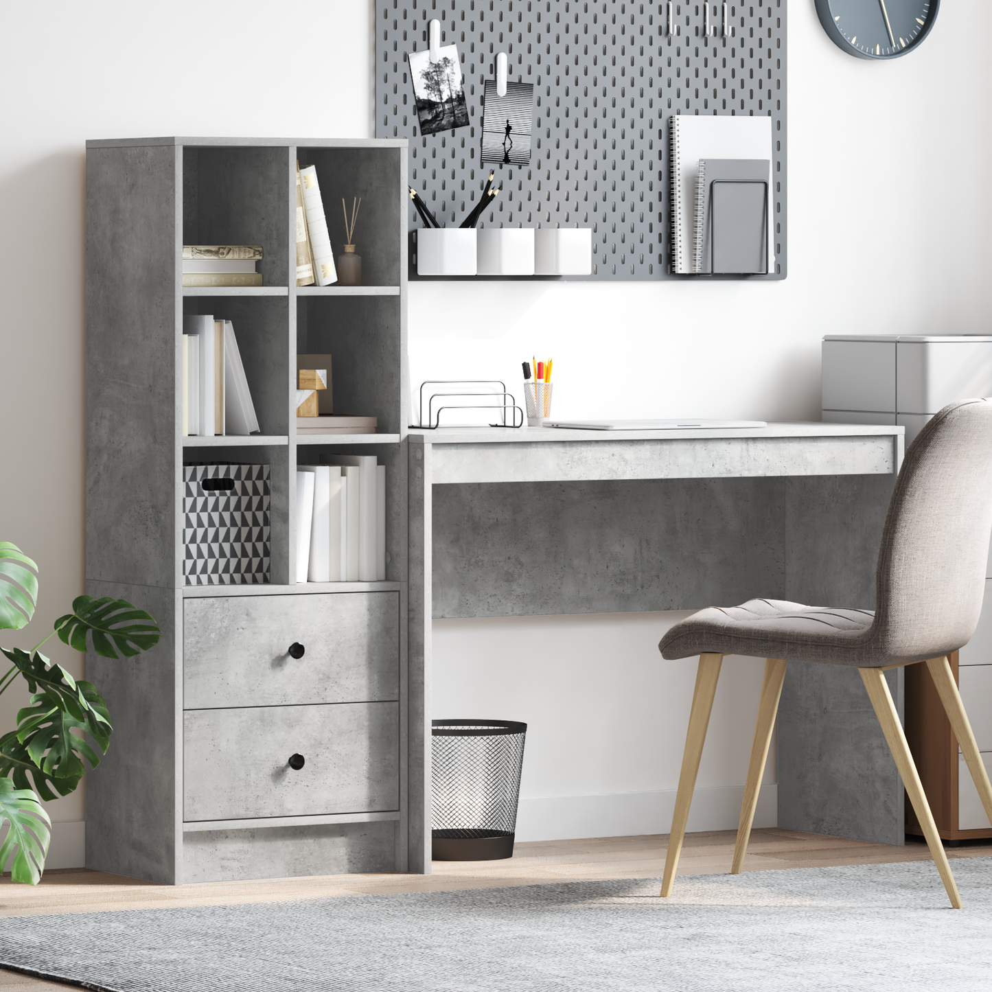 vidaXL Bureaux avec tiroirs 2 pcs Gris béton