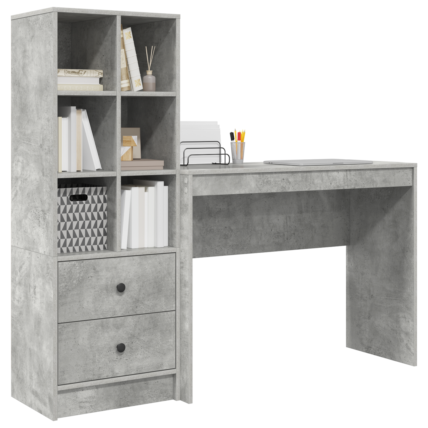 vidaXL Bureaux avec tiroirs 2 pcs Gris béton