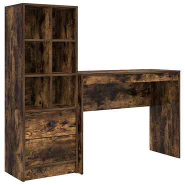 vidaXL Bureau avec tiroirs 2 pcs Chêne fumé