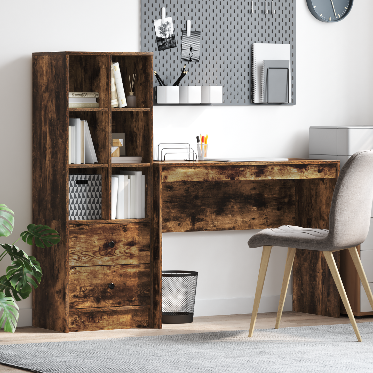 vidaXL Bureau avec tiroirs 2 pcs Chêne fumé
