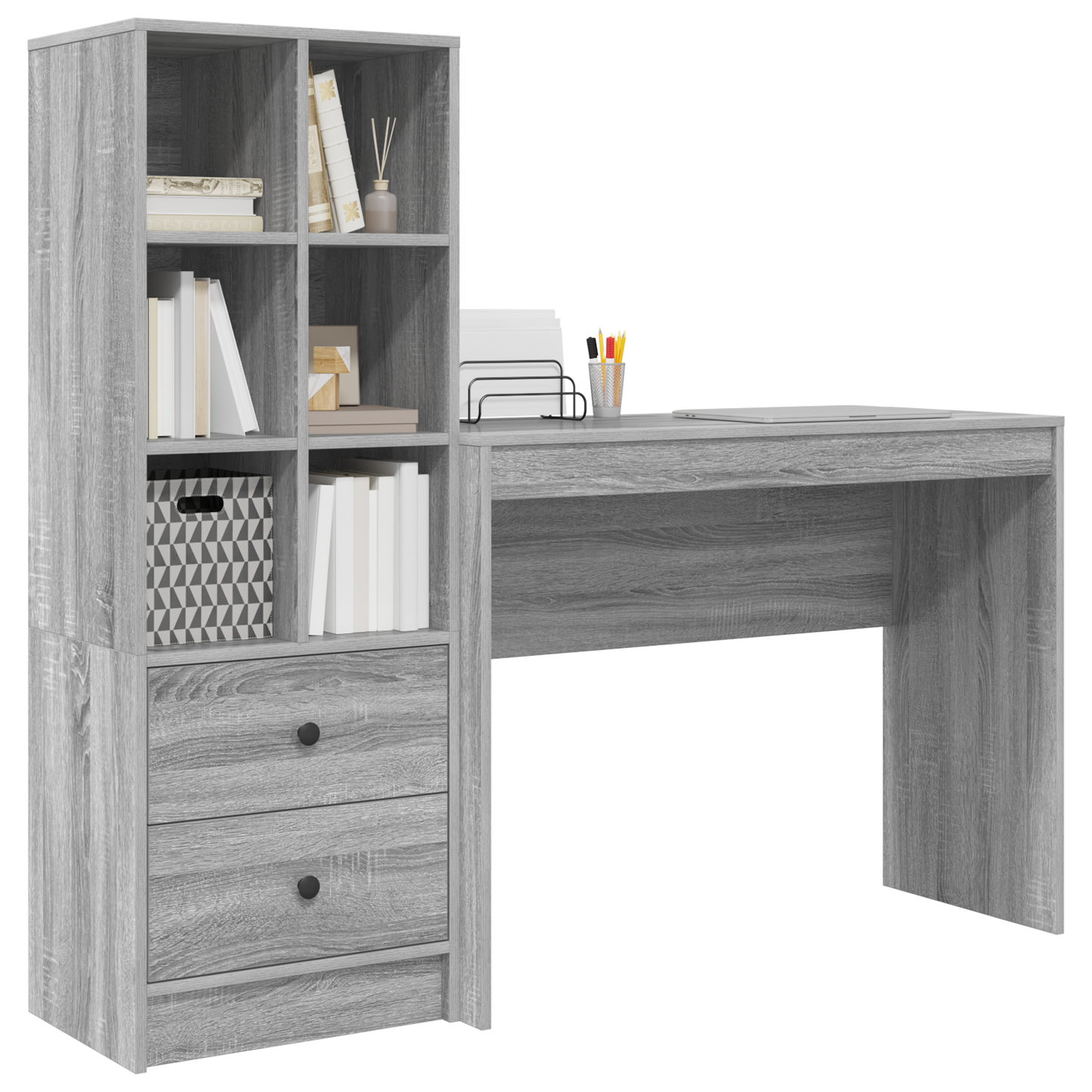 vidaXL Bureaux avec tiroirs 2 pcs Sonoma gris