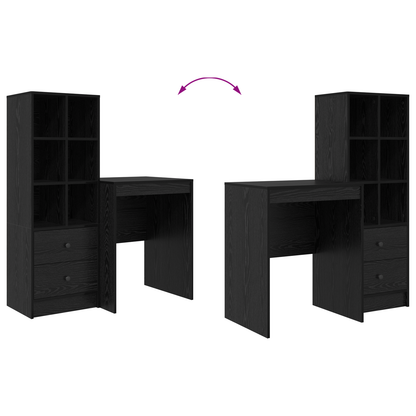 vidaXL Schreibtisch mit Schubladen 2 pcs Schwarz Eichen-Optik
