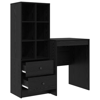vidaXL Schreibtisch mit Schubladen 2 pcs Schwarz Eichen-Optik
