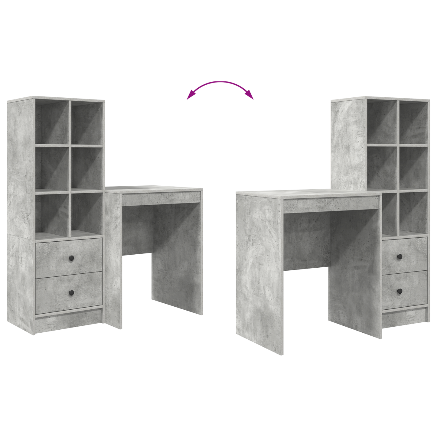 vidaXL Bureaux avec tiroirs 2 pcs Gris béton