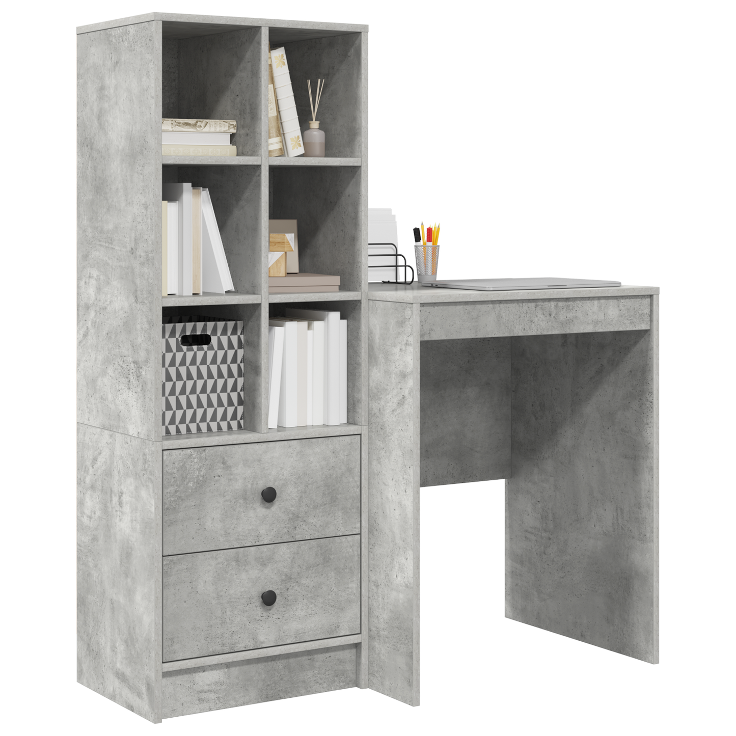 vidaXL Bureaux avec tiroirs 2 pcs Gris béton