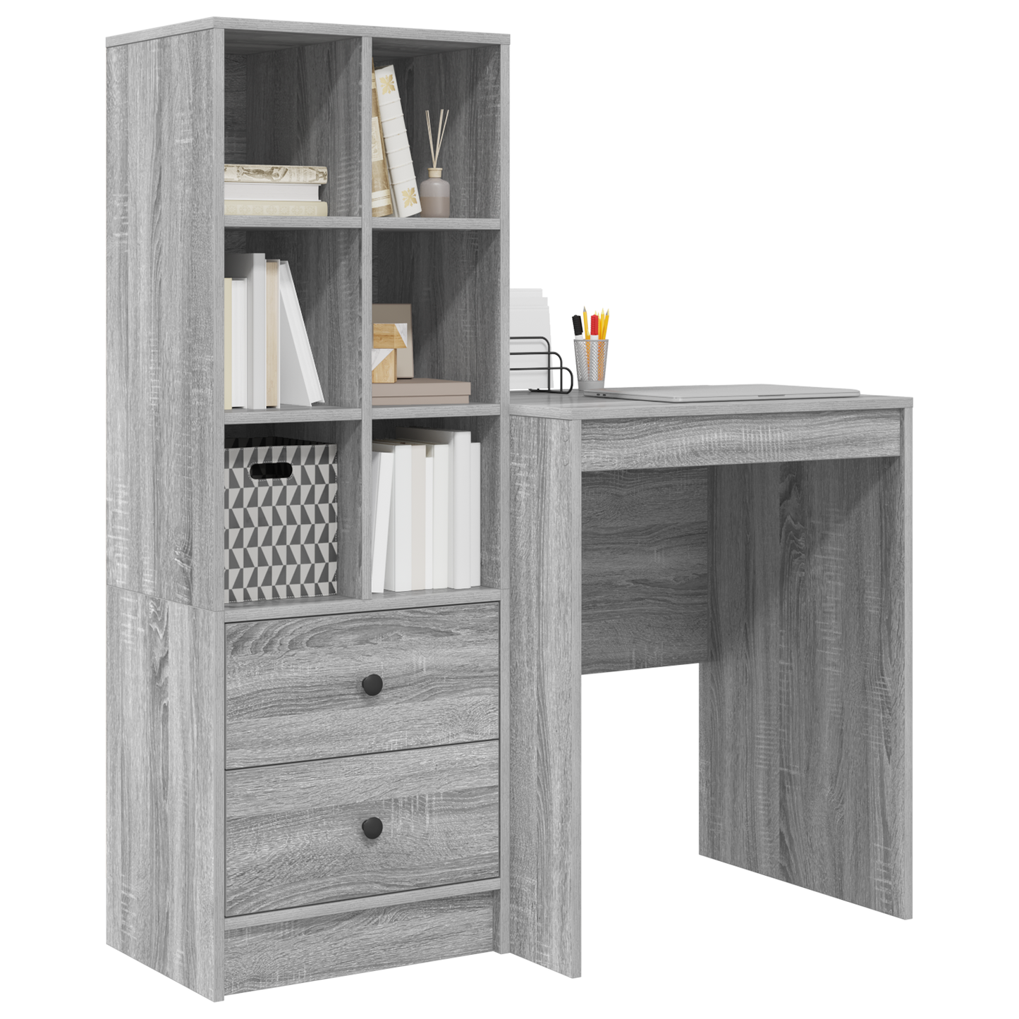 vidaXL Bureaux avec tiroirs 2 pcs Chêne sonoma gris